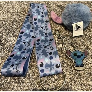 Disney Lanyard - Stitch Faces Comes With Two Disney Parks Keychain Attachments